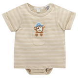 Pure Baby Newborn to 2Yr Peekaboo Bodysuit Tee - Sand Stripe