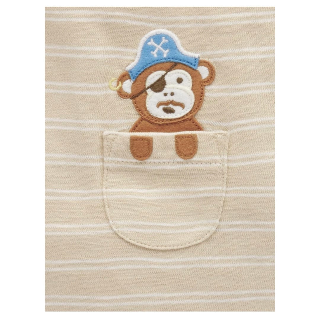 Pure Baby Newborn to 2Yr Peekaboo Bodysuit Tee - Sand Stripe