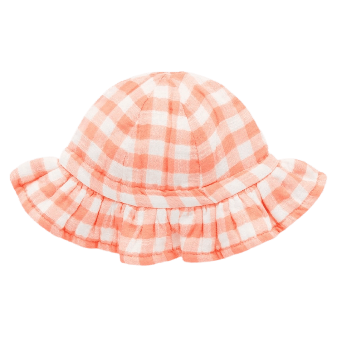 Pure Baby XSmall to Large Gingham Sunhat - Papaya Gingham