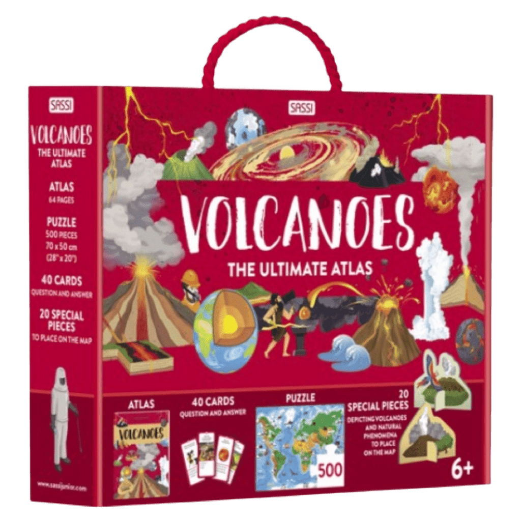 Sassi 6 Plus Ultimate Atlas: 500 Pc Puzzle, Book & Quiz Set - Volcanoes