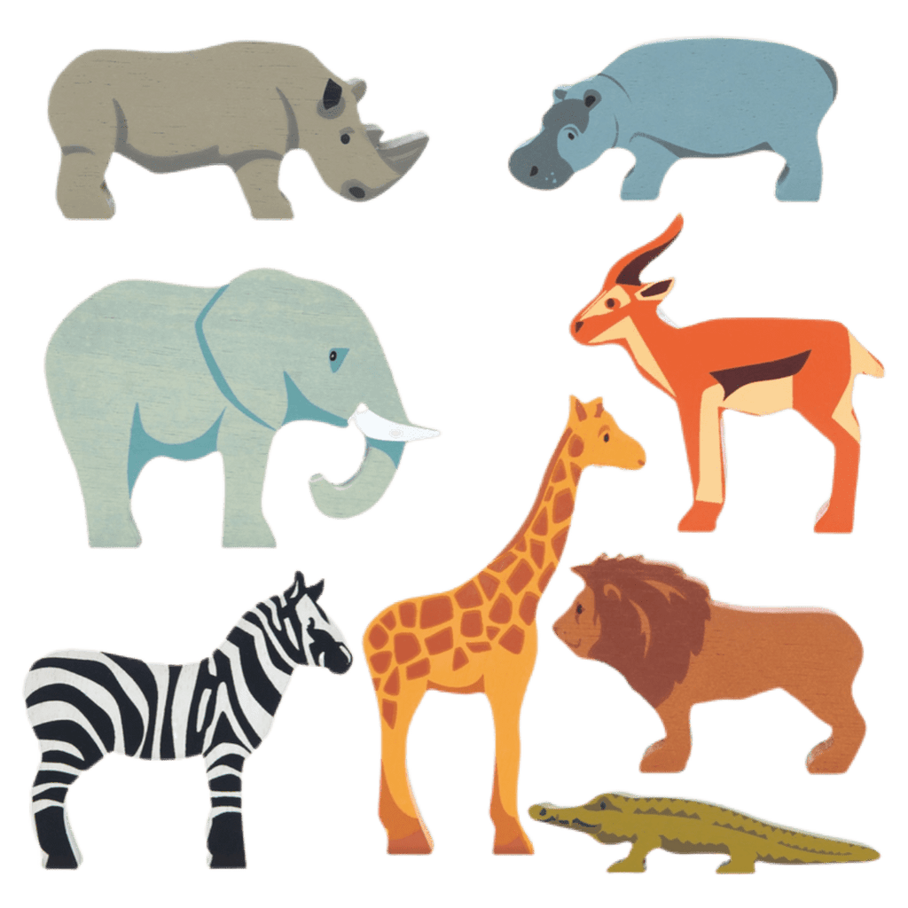 Tender Leaf Toys 3 Plus Selection of 8 Safari Animals