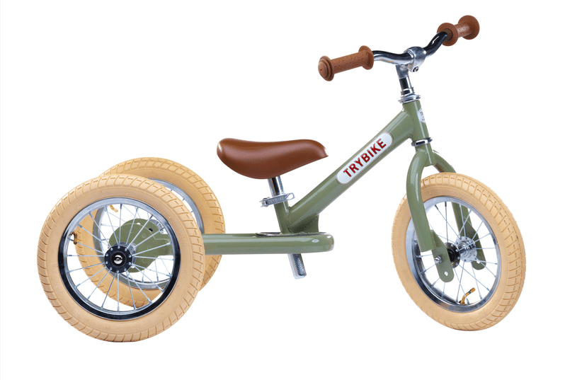 Matte Green Vintage Trybike, Cream Tyres & Chrome