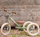 Matte Green Vintage Trybike, Cream Tyres & Chrome