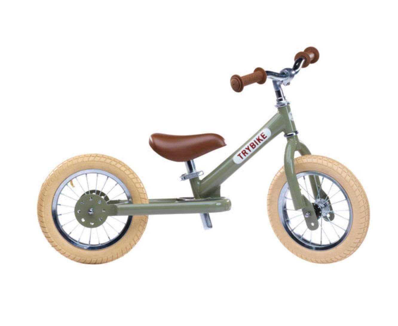 Matte Green Vintage Trybike, Cream Tyres & Chrome