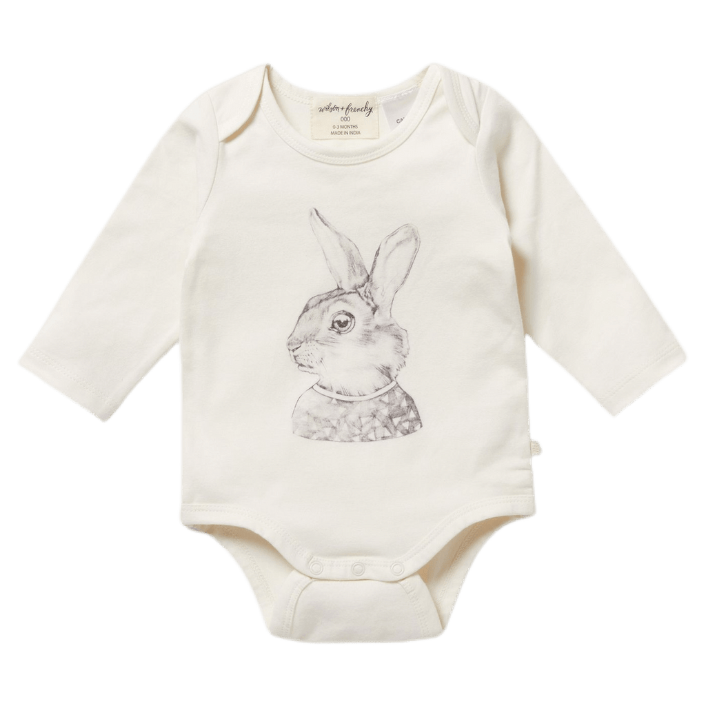 Wilson & Frenchy 0-3 Months to 1 Yr Long Sleeve Bodysuit - Bunny Rabbit
