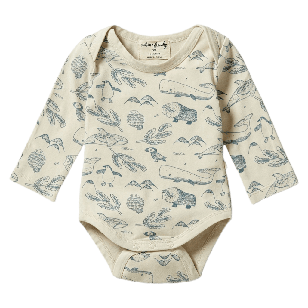 Wilson & Frenchy 0-3 Months to 12-18 Months Long Sleeve Bodysuit - Arctic Blast