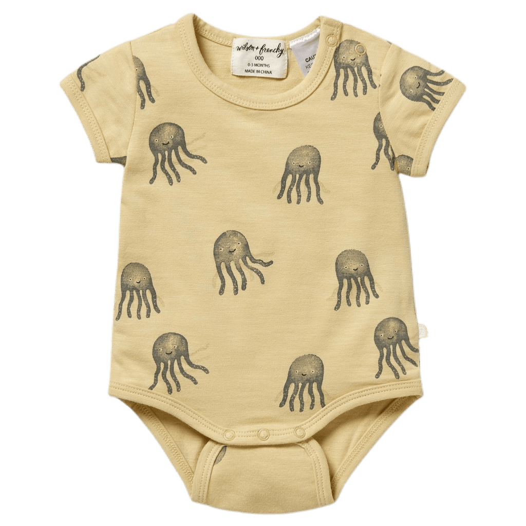 Wilson & Frenchy 0-3 Months to 12-18 Months Short Sleeve Bodysuit - Ollie Octopus