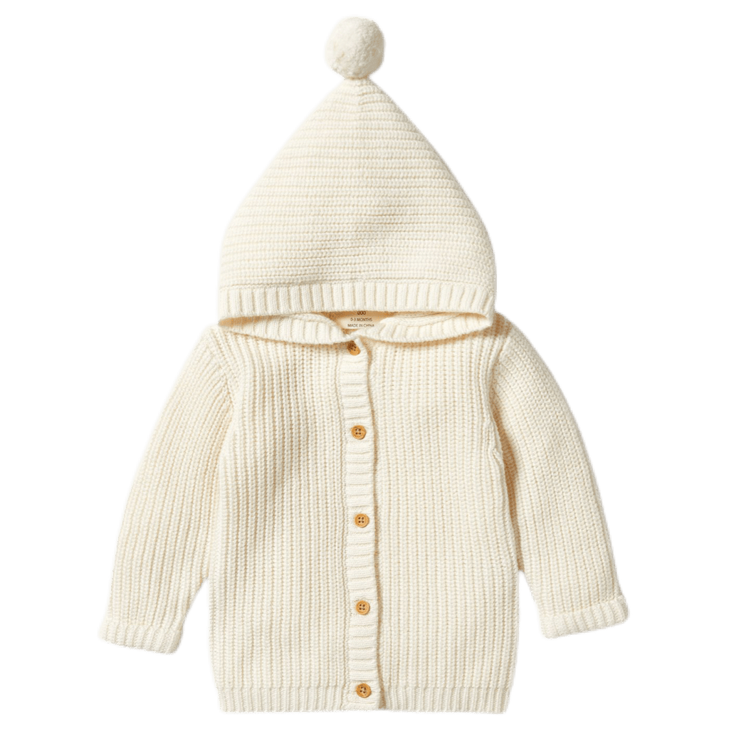 Wilson & Frenchy 0-3 Months to 18-24 Months Knitted Jacket with Pom Pom - Gardenia