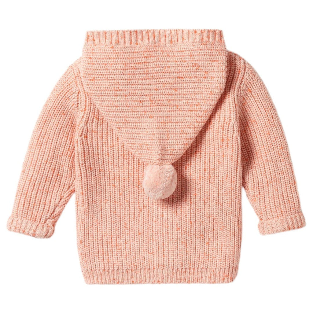 Wilson & Frenchy 0-3 Months to 18-24 Months Knitted Jacket with Pom Pom - Silver Peony Fleck