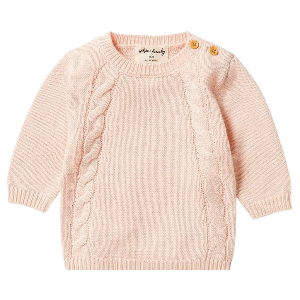 Wilson & Frenchy 0-3 Months to 18-24 Months Knitted Mini Cable Jumper - Blush