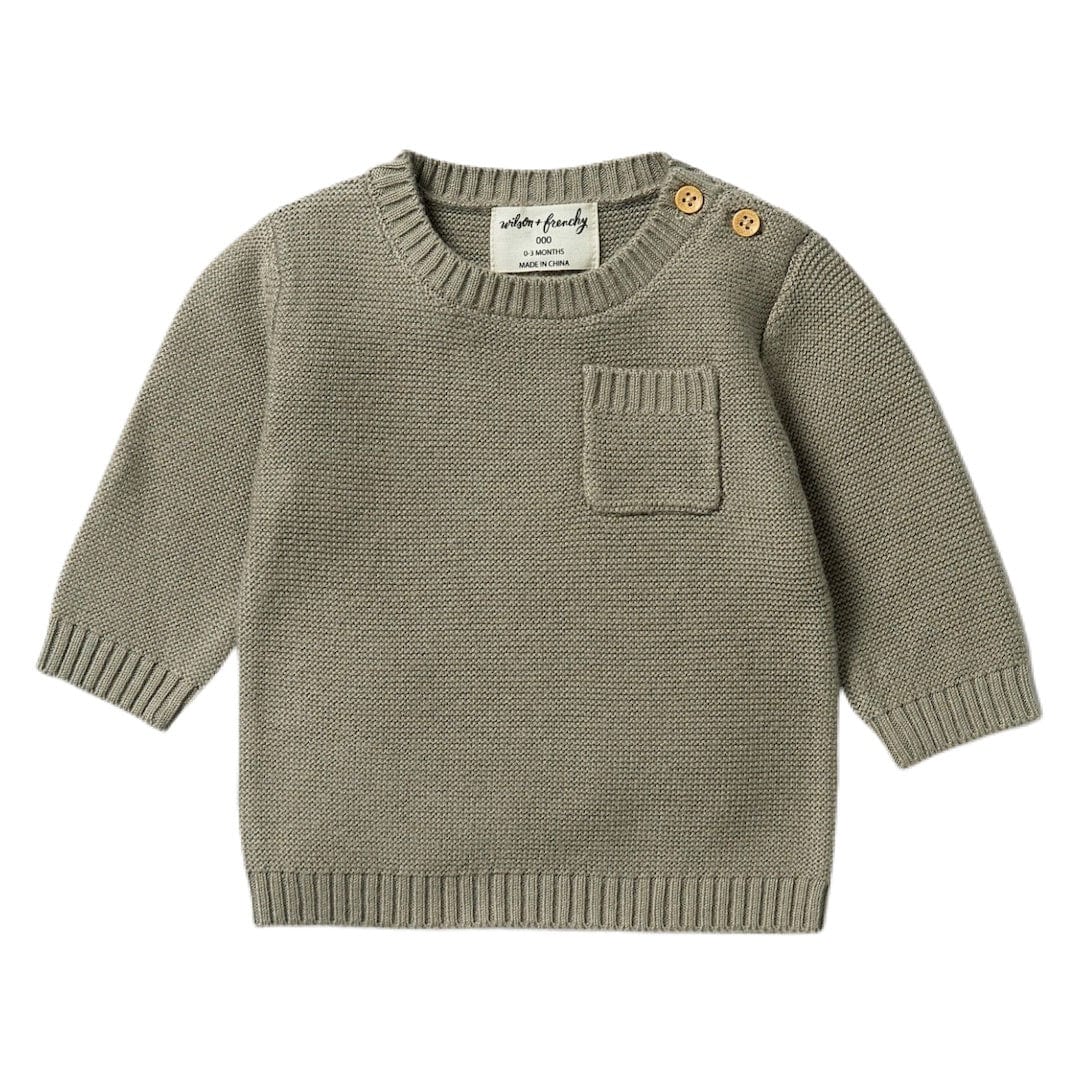 Wilson & Frenchy 0-3 Months to 18-24 Months Knitted Pocket Jumper - Dark Ivy