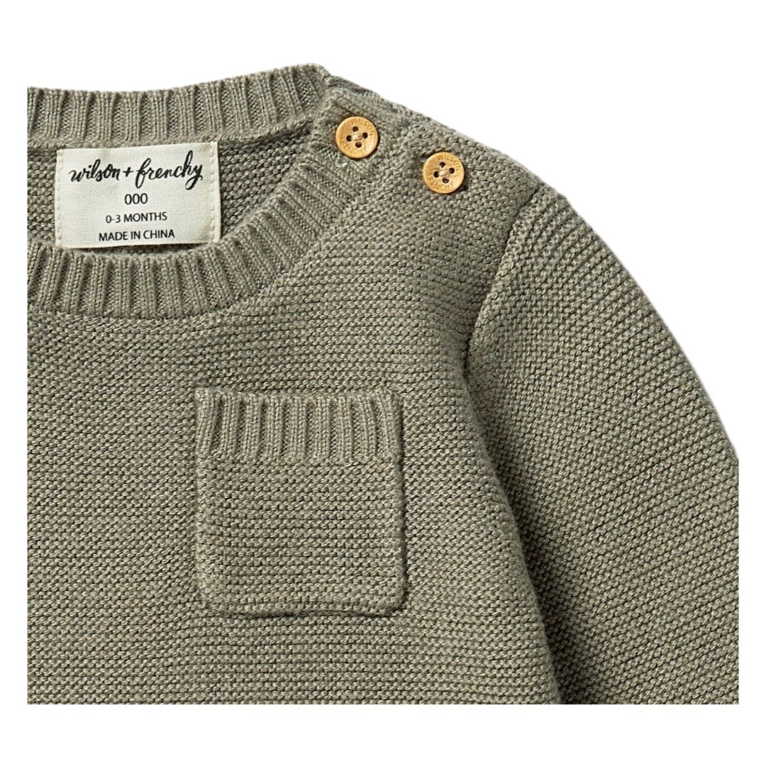 Wilson & Frenchy 0-3 Months to 18-24 Months Knitted Pocket Jumper - Dark Ivy