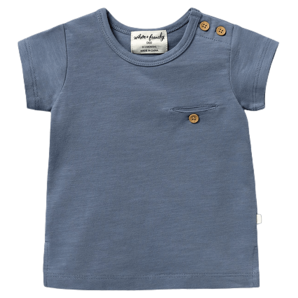 Wilson & Frenchy 0-3 Months to 18-24 Months Short Sleeve Pocket Tee - Stone