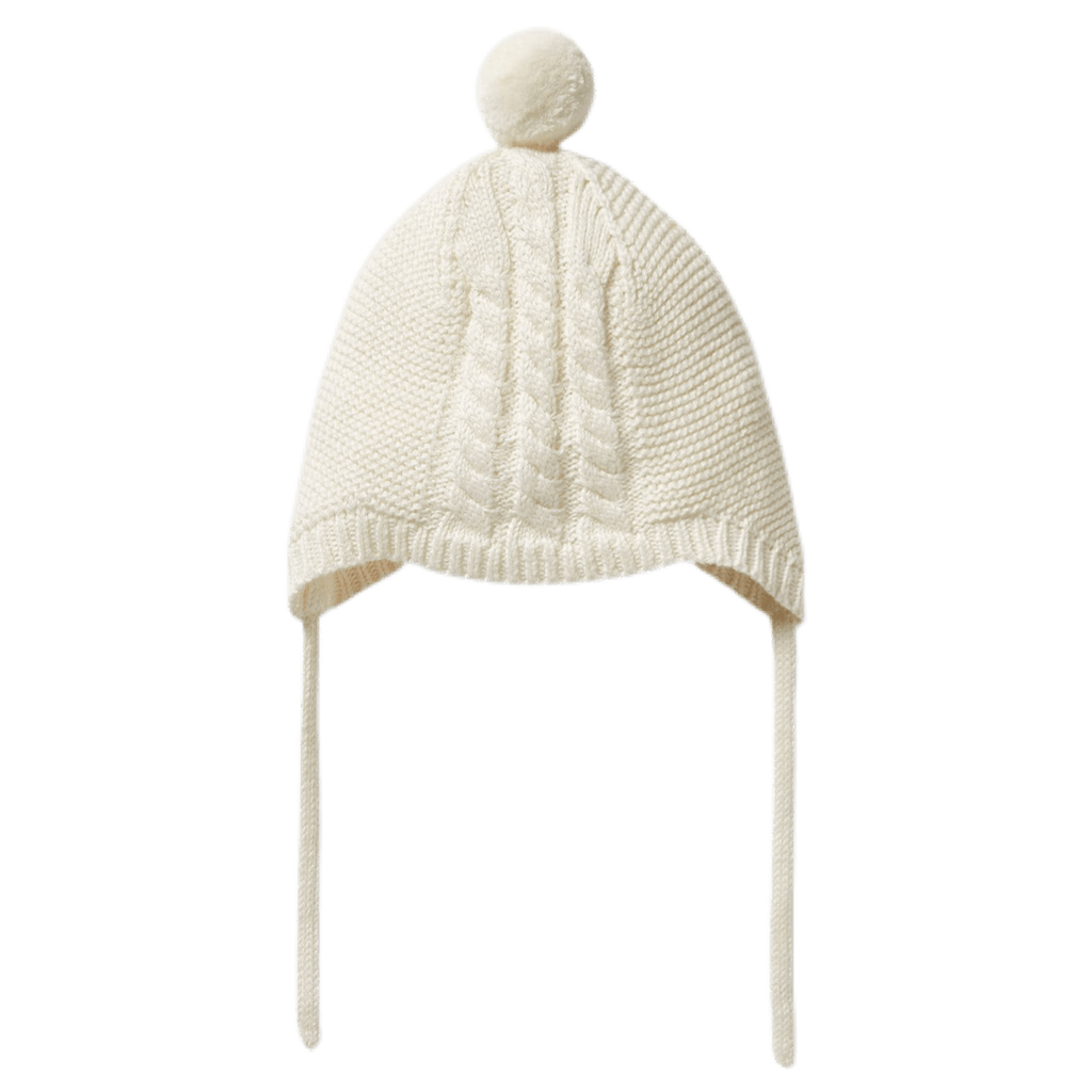 Wilson & Frenchy 0-3 Months to 3-6 Months Knitted Cable Bonnet - Gardenia