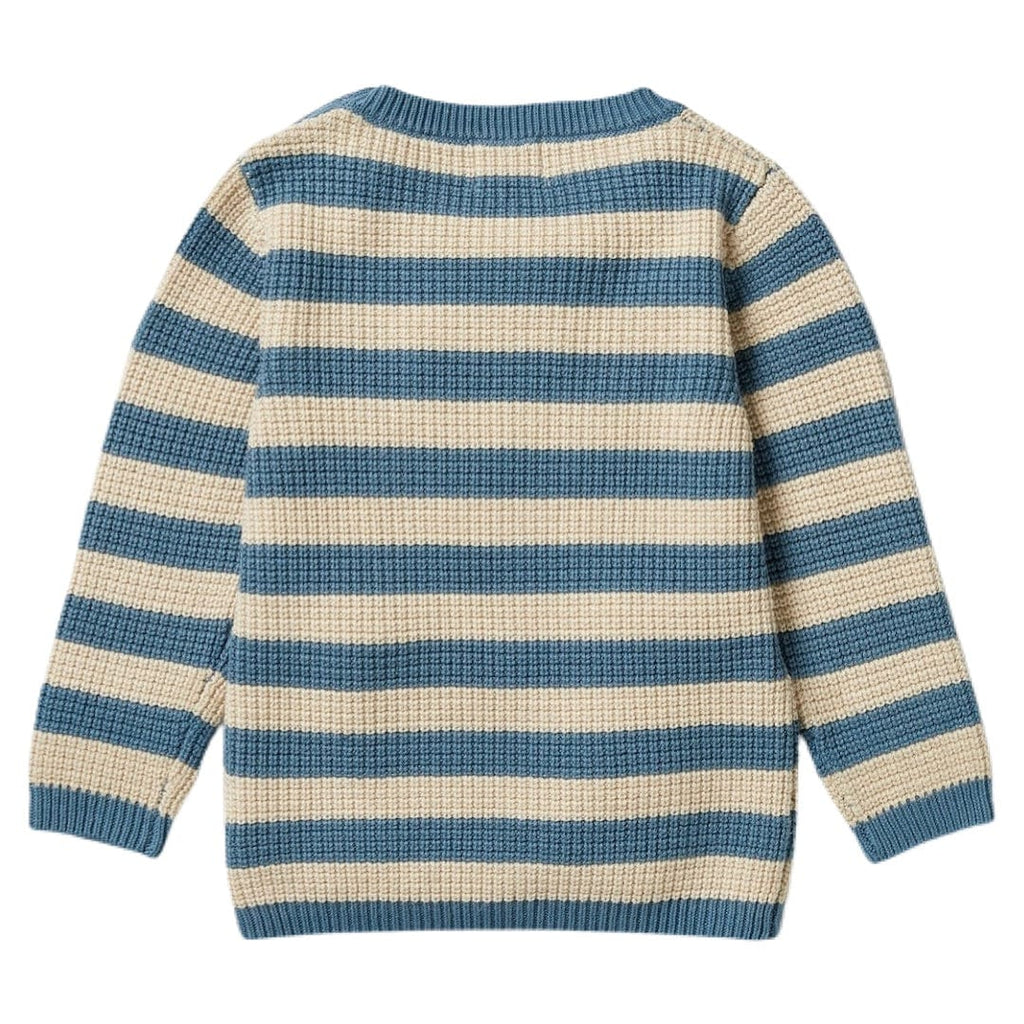 Wilson & Frenchy 0-3 Months to 5 Years Knitted Stripe Pocket Jumper - Bluestone