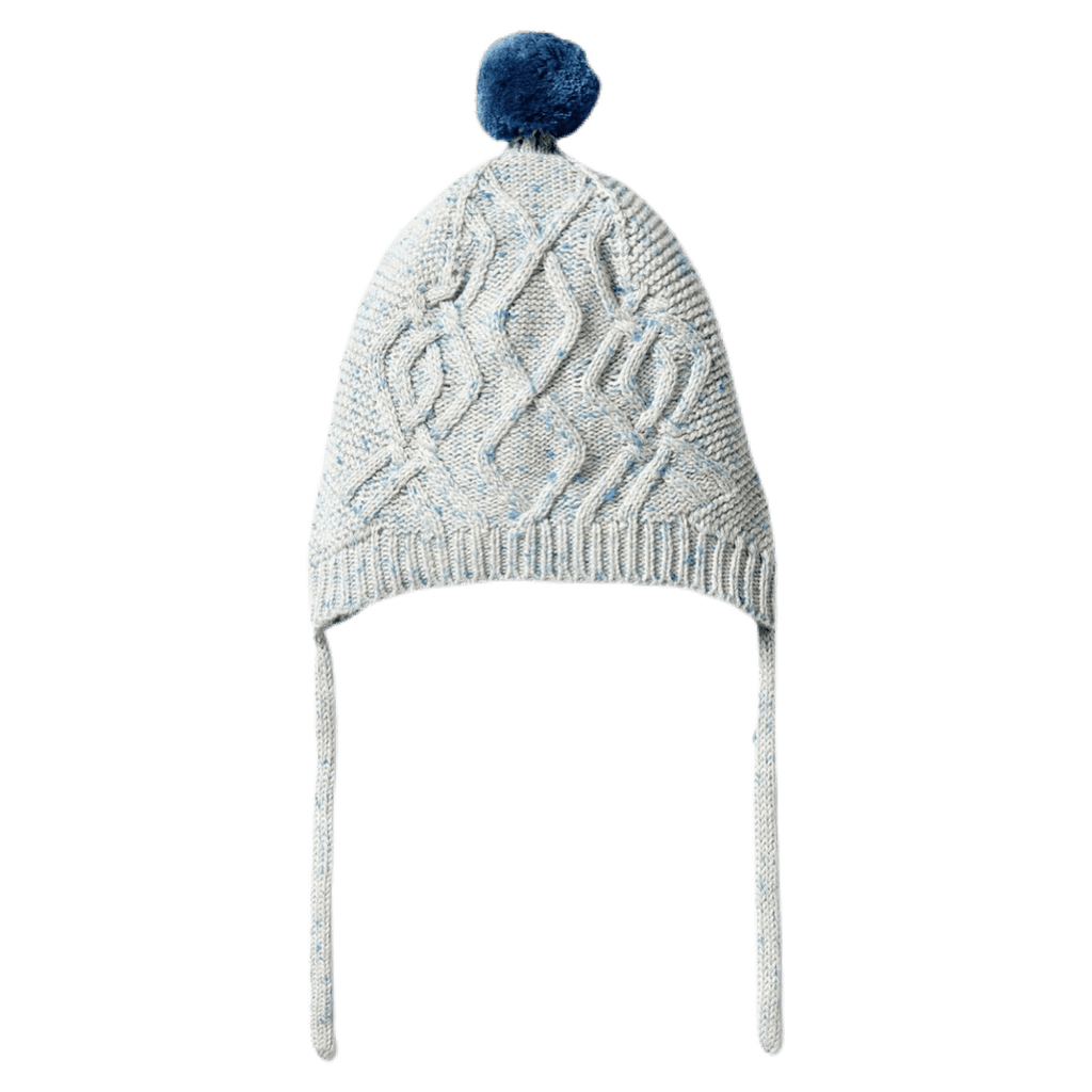 Wilson & Frenchy 0-3 Months to 6-12 Months Knitted Cable Bonnet - Bluestone Fleck