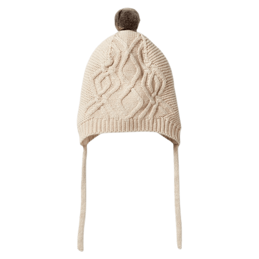 Wilson & Frenchy 0-3 Months to 6-12 Months Knitted Cable Bonnet - Oatmeal Melange