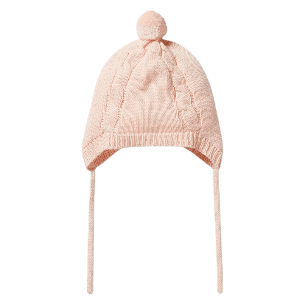 Wilson & Frenchy 0-3 Months to 6-12 Months Knitted Mini Cable Bonnet - Blush