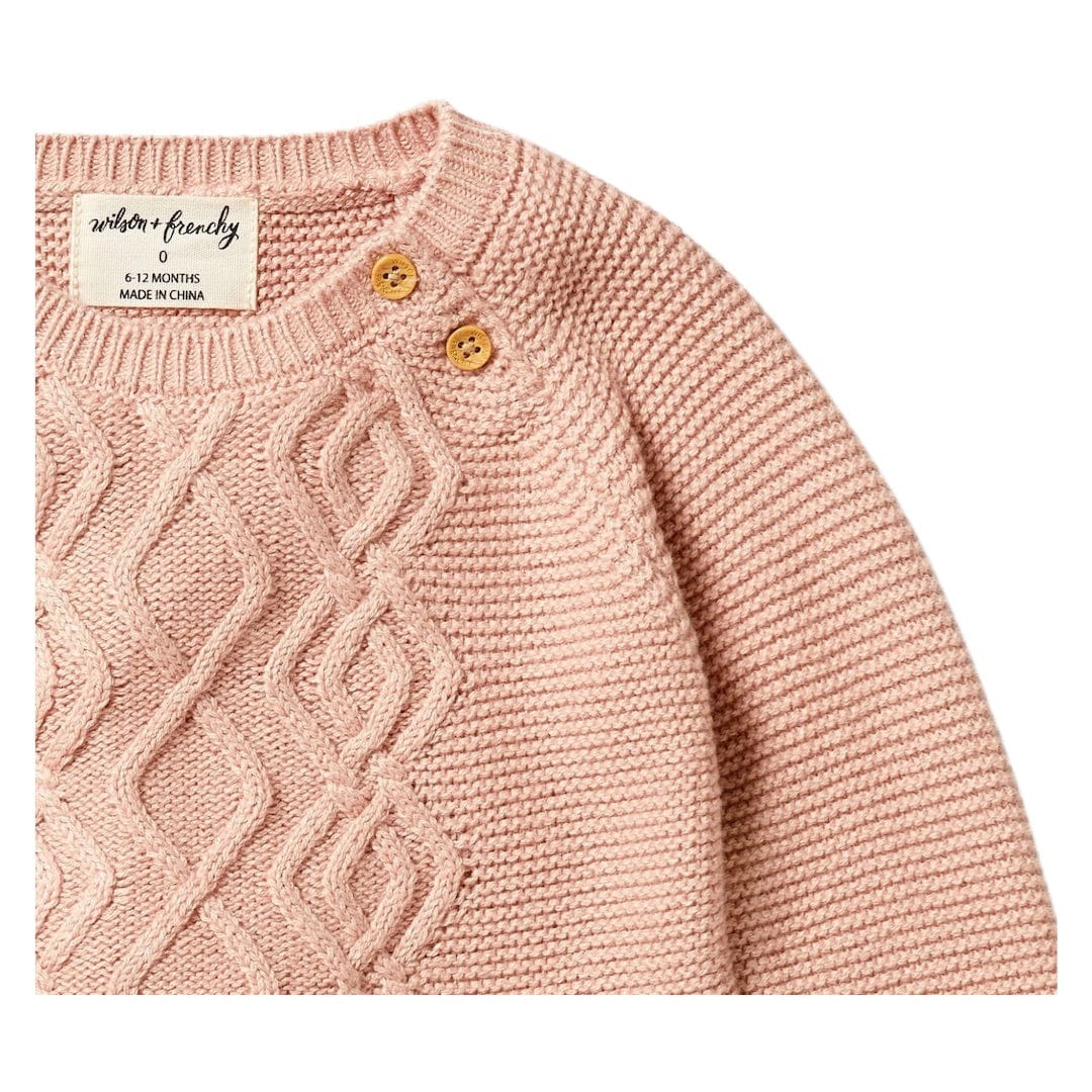 Wilson & Frenchy 6-12 Months to 18-24 Months Knitted Cable Dress - Rose