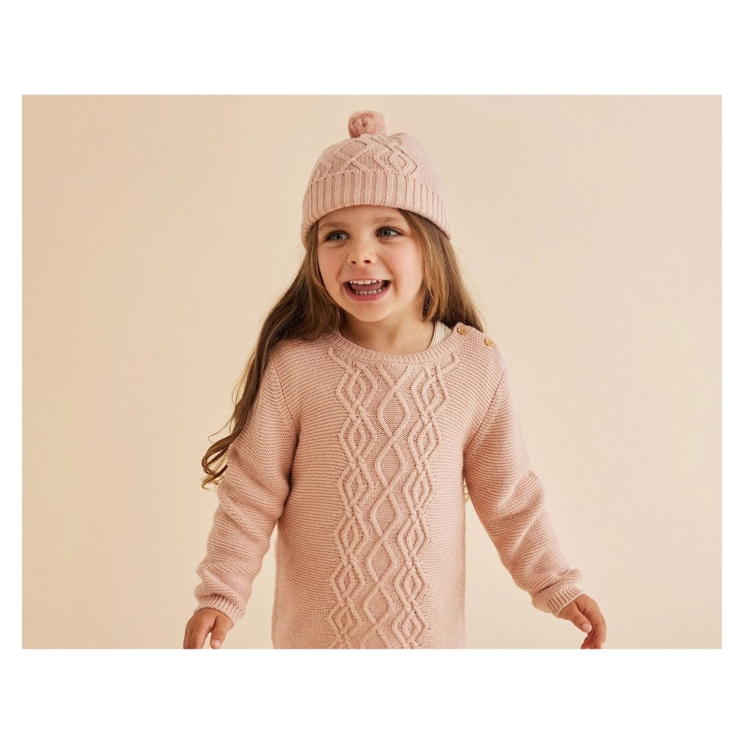 Wilson & Frenchy 6-12 Months to 18-24 Months Knitted Cable Dress - Rose