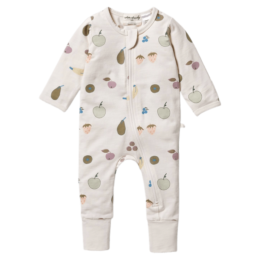 Wilson & Frenchy Newborn to 6-12 Months Zipsuit with Feet - Fruity