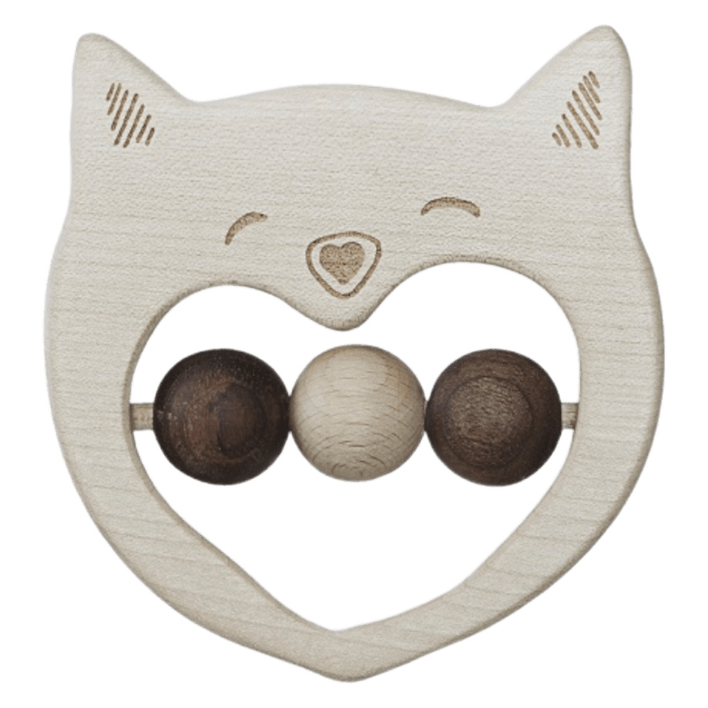 Wooden Story Birth Plus Smiley Cat Rattle